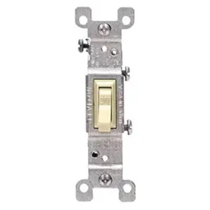 Leviton 15 Amp, 120 Volt, Toggle Framed 3-Way AC Quiet Switch, Residential Grade, Grounding, Quickwire Push-In & Side Wired, 1453-2I, Ivory