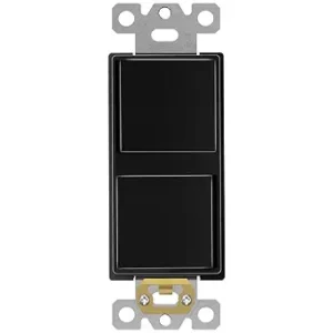 ENERLITES Black Double Paddle Decorator Single Pole Switch, 15A, 1 Pack