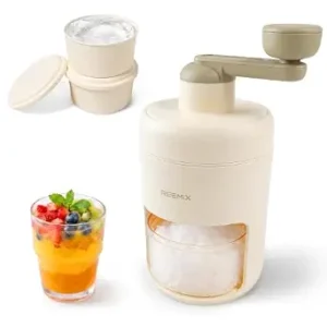 Reemix Manual Ice Shaver Machine, Hand Crank Shaved Ice Maker with Ice Mold