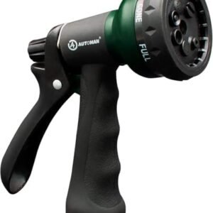AUTOMAN-Garden-Hose-Nozzle, ABS Water Spray Nozzle with 7 Adjustable Watering Patterns, Slip Resistant for Watering Plants, Lawn& Garden, Washing Cars, Cleaning, Showering Pets & Outdoor Fun.