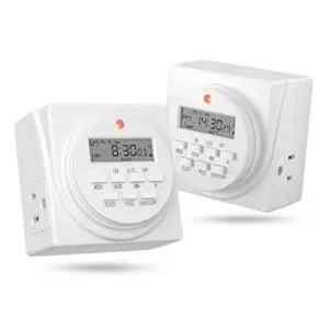 BN-LINK Indoor 7-Day Programmable Digital Timer Outlet, 2 Outlets, 2 Pack