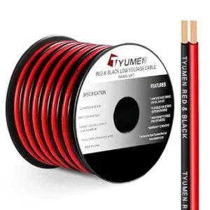 TYUMEN 16 Gauge Red Black Wire 50FT, 16/2 AWG Parallel Electrical Wire 12V/24V DC Cable, 16AWG Flexible Copper Claded Aluminum Extension Cord for LED Ribbon Lamp Tape Lighting, in-Home, Autos Use
