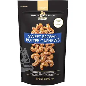 Squirrel Brand Sweet Brown Butter Cashews, 3.5 oz Resealable Bag