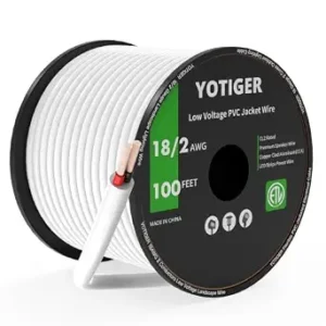 YOTIGER 100 Feet 18 Gauge 2 Conductors Wire with Fire Resistant CL2 White Jacket, 18AWG Electrical Wire LED Strips Extension Cord Cable for LED Ribbon Lamp Tape Lighting, Speaker Wire, Home Theater