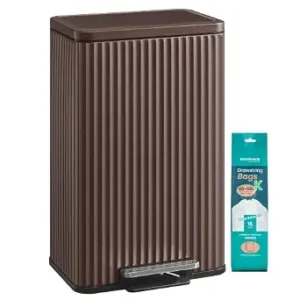 SONGMICS Trash Can, 13 Gallon (50 L), Stainless Steel, with Lid, Pedal