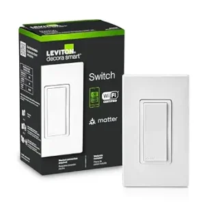 Leviton Decora Smart Switch, Wi-Fi, Works with Matter, Alexa, Google Assistant, Apple Home/Siri & Wired or Wirefree 3-Way, Neutral Wire Required, D315S-1RW, White