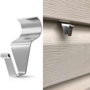 MIUKAA Vinyl Siding Hooks (4-Pack), Stainless Steel No Hole No Damage Siding Clips Hangers for Hanging Outdoor, Hooks for Outdoor String Lights, Patio Decor, Front Porch Decor, Wreath Decor