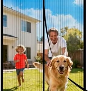 METAONLY Magnetic Screen Door Mesh, Works for Patio, Sliding Door, Keeps Bug Mosquito Out, Fresh Air Flow, Fits 36" x 80" Door - Curtain Size 38" x 82", Black