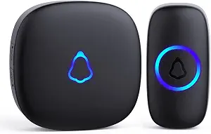 SECRUI Wireless Doorbell, Easy installation, Waterproof, Adjustable Volume, 58 Chimes, Colorful LED, 1000Ft Range, M520+F55, Black