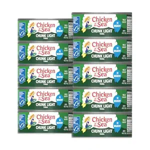 Chicken of the Sea Wild Caught Chunk Light Tuna, 5 Ounce Cans, 10-Count – High Protein 100% Classic Chunk Tuna in Water – Delicious, Easy, Nutritious Ready to Eat Meals