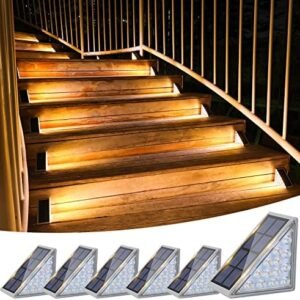VOLISUN Solar Stair Lights 6 Pack, Solar Step Lights Outdoor Waterproof