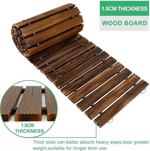 RELIANCER 8' Wooden Garden Pathway,Outdoor Roll Out Cedar Straight Walkway,Patio Path Decorative Garden Boardwalk Walkways,Weather-Resistant Roll Up Beach Wood Road Floor,Wedding Party Pathways - Image 3