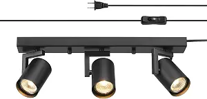 Globe Electric 64000164 17" 3-Light Plug-in Track Lighting, Matte Black, 15 Foot Cord, in-Line On/Off Rocker Switch, Pivoting Track Heads, Ceiling Light, Home Improvement