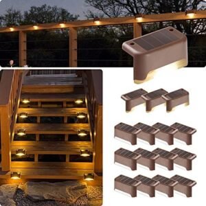 GIGALUMI Led Solar Deck Lights, 16 Pack，Waterproof, Warm White