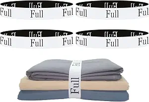 4 Pieces Bed Sheet Organizer Bands, Sheet Organizers and Storage Label Bands, Sheet Label for Bedding, Sheets Organizer for Closet,Sheet Keepers Linen Labels Bedding Bands (4Pcs Full)