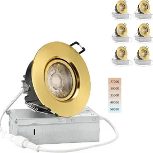 POPANU 3 Inch Gimbal LED Recessed Lights 6 Pack,Adjustable Downlight, Gold