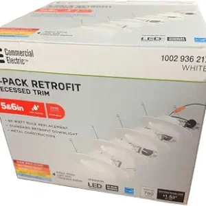 Commercial Electric 5/6 in. Matte White Integrated LED Recessed Trim 5-Ways Color Changing with Switch