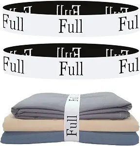 2 Pieces Bed Sheet Organizer Bands, Sheet Organizers and Storage Label Bands, Sheet Label for Bedding, Sheets Organizer for Closet,Sheet Keepers Linen Labels Bedding Bands (2Pcs Full)