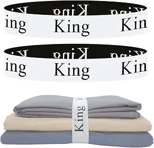 2-Piece Bed Sheet Organizer Bands - Sheet Keepers Linen Labels for Bedding, Closet Storage (King)