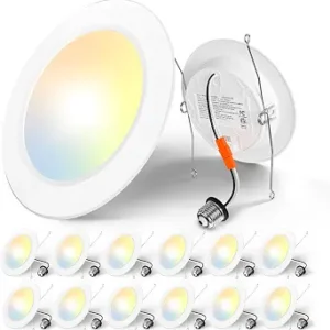 Amico Recessed Lighting 5/6 Inch, 12 Pack 5CCT Flat LED Can Lights, White