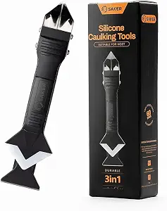 Saker Silicone Caulking Tool 3-in-1 Grout Removal Tool Classic Black