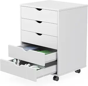 Sweetcrispy 5 Drawer Wooden Dresser, Storage Cabinets, Room Organization