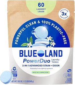 BLUELAND PowerDuo Laundry Detergent Tablets, 60ct. White Tea Jasmine