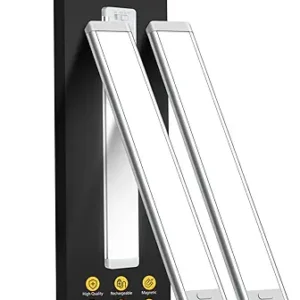 MCGOR 10inch Under Cabinet Lighting, 2 Pack Rechargeable Motion Sensor Light Indoor, 5 Levels Dimmable Magnetic Closet Lights, Wireless Under Counter Lights for Kitchen, Stairs