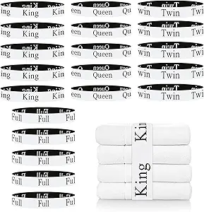 20 Pieces Bed Sheet Organizer Bands with Size Labels for Linen Storage