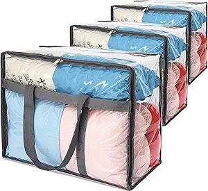 110L Large Capacity Clear Storage Bags with Zipper Comforter storage