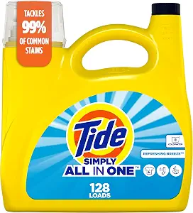 Tide Simply All-In-One Liquid Laundry Detergent, Refreshing Breeze Scent, 128 Loads, 168 fl oz