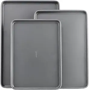 GoodCook Everyday Nonstick Baking Sheet Set, 3 Pack Includes Small (13×9) Medium (15×1) and Large (17×11) Pans Carbon Steel Construction Cookie Sheets Bakeware Set, Gray