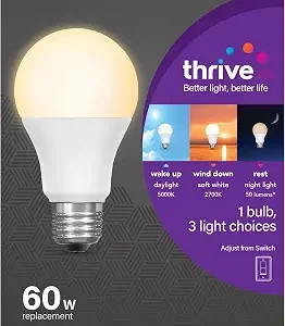Feit Electric A19 Circadian Rhythm LED Light Bulb, 60W Eq, 2CCT, 800 Lumens