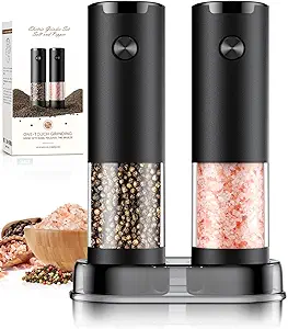 Electric Salt and Pepper Grinder Set Automatic Battery Pepper Mill Shakers Adjustable Coarseness Upgraded Larger Capacity with Led Home and Kitchen Appliances Birthday Gifts for Women Men