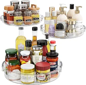 LAMU 3 Pack Lazy Susan Organizer Turntable for Cabinet, 9.25'' 10.6'' 12''