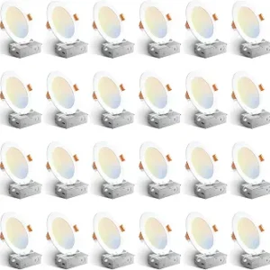 Amico 24 Pack 6 Inch LED Recessed Light with Junction Box, 5CCT, 1050LM