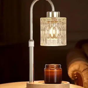 MEIXISUE Gold Candle Warmer Lamp with Dimmer and Timer,Home Decor Lamp for Scented Jar,Electric Wax Melt Warmer,Mother's Day/Birthday/Gifts Christmas for Mom/Wife,Adjustable Height,with 2 Bulbs