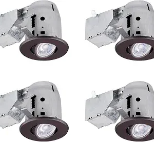 Globe Electric 90964 3" Swivel Round Trim Recessed Lighting Kit 4-Pack, Oil Rubbed Bronze Finish, Easy Install Push-N-Click Clips, 3.25" Hole Size, Dimmable, Ceiling Light, Bulb Not Included