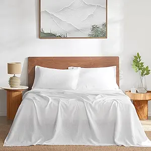 DAPU 100% French Linen Sheets 4Pcs Set, 170GSM Linen Bedding, Queen Size