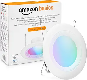 Sample Basics Smart Recessed 5/6 Inch Downlight, Color Changing, Works with Alexa only, 2.4GHz WiFi, 1 Pack