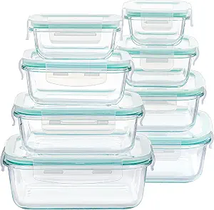 Vtopmart 8 Pack Glass Food Storage Containers with Airtight Lids