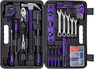 CARTMAN 152-Piece Household Tool Set, Purple Hand Kit With Storage Case Box