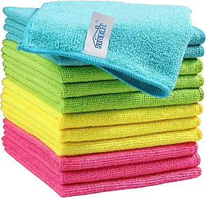 HOMEXCEL 12PK Microfiber Cleaning Cloth, Cleaning Rag for Home, 11.5x11.5in