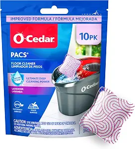 O-Cedar PACS Hard Floor Cleaner, Lavender Scent 10ct (1-Pack) | Made with Naturally-Derived Ingredients | Safe to Use on All Hard Floors | Perfect for Mop Buckets