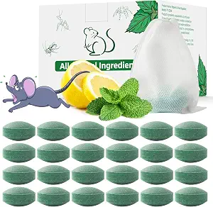 Pest Rodent Repellent, 24 Pack Peppermint Oil Repellent for Mouse Rats Spider Roach Ant Squirrel Pest Control Indoor & Outdoor, Natural Mice Deterrent Replace Trap Poisoning Family & Pet Safe Green