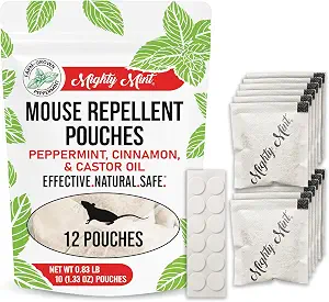 Mighty Mint Mouse Repellent Pouches with Glue Dots, 12 Count