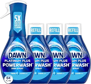 Dawn Powerwash Spray, Dish Soap, Dishwashing Liquid, Fresh, 1 Starter Kit + 3 Refills, 4x16 Fl Oz