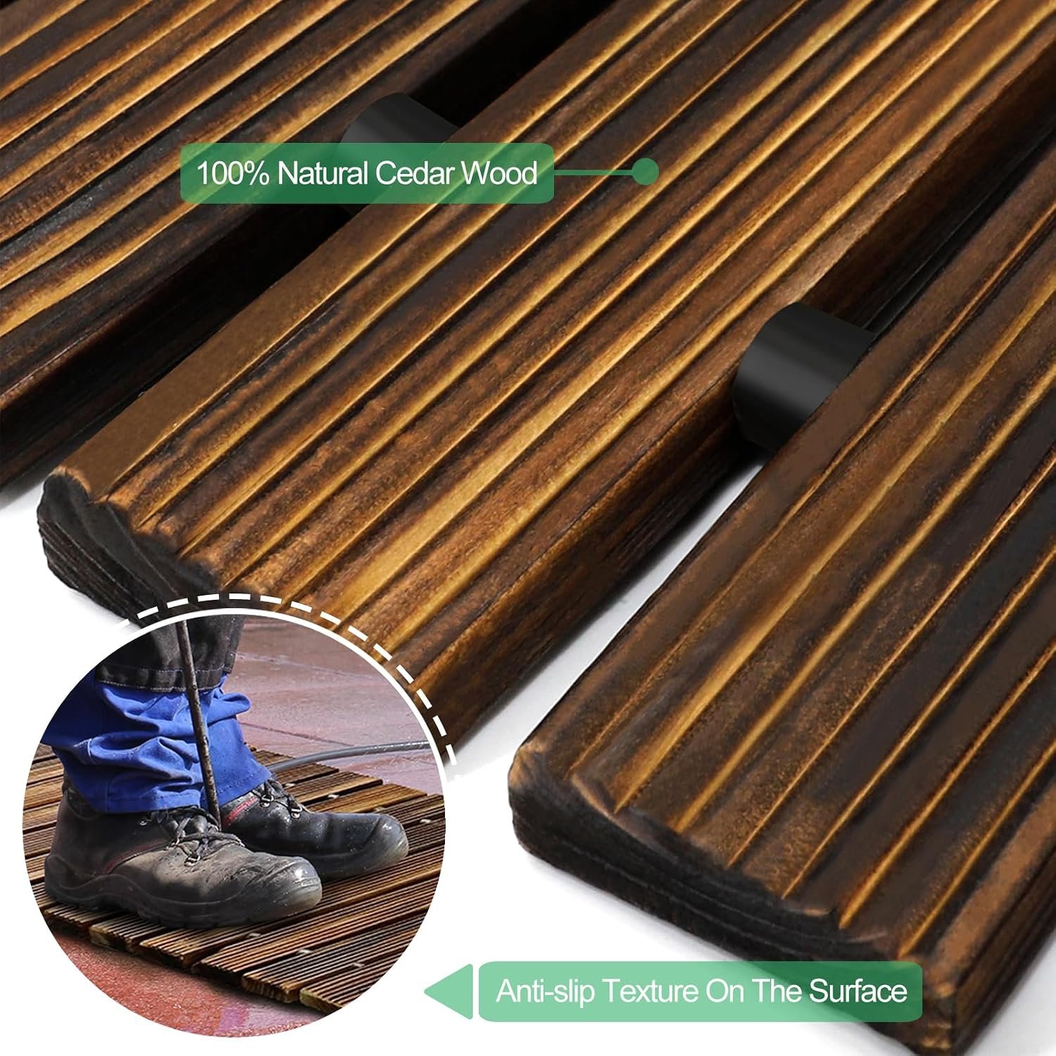 RELIANCER 8' Wooden Garden Pathway,Outdoor Roll Out Cedar Straight Walkway,Patio Path Decorative Garden Boardwalk Walkways,Weather-Resistant Roll Up Beach Wood Road Floor,Wedding Party Pathways - Image 13