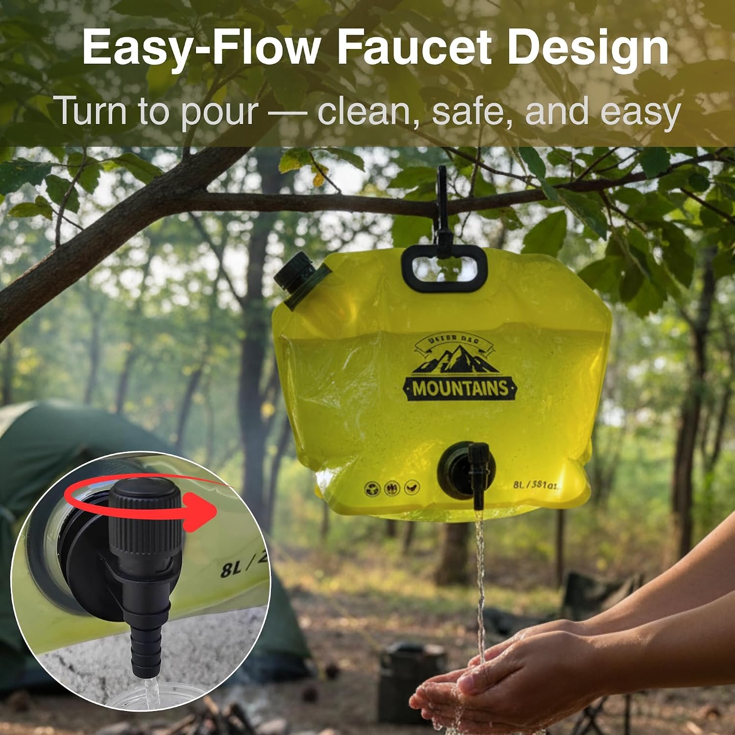 Camping Water Container 2 Gallon Collapsible Water Jug with Spout - Reusable Plastic Flasks, Foldable Empty Gallon Jug for Water Storage, Water Bag for Outdoor Hiking Emergency Prep (1 Pack) - Image 10