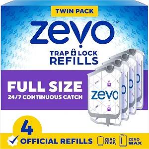 Zevo Flying Insect Trap Refill Cartridges for Fruit Flies & Gnats, 4 Count